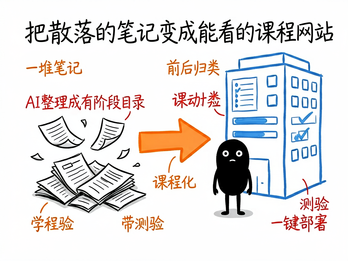 攒了一堆课程笔记却没地方展示？把它一键变成能看的课程网站