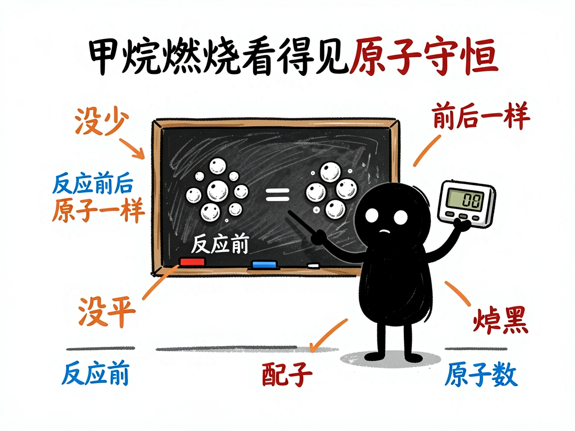 配图:甲烷燃烧看得见原子守恒