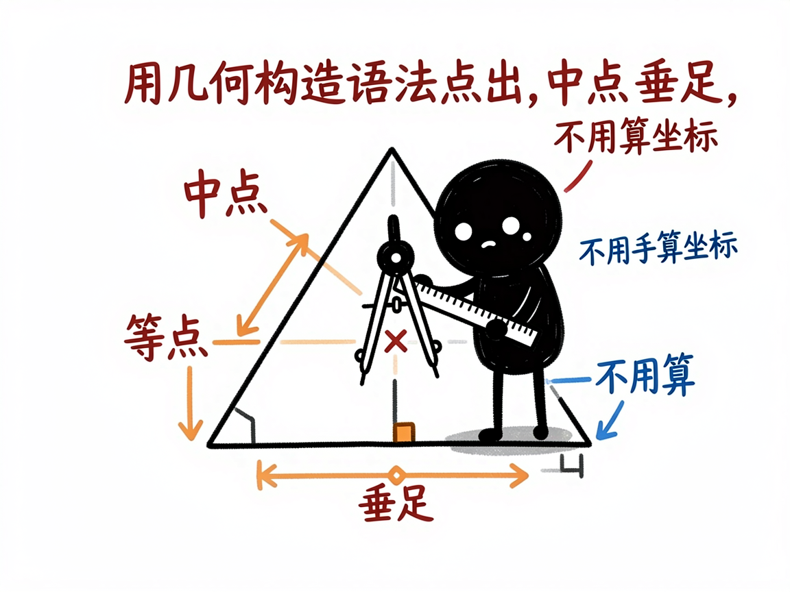 配图:用几何构造语法点中点垂足