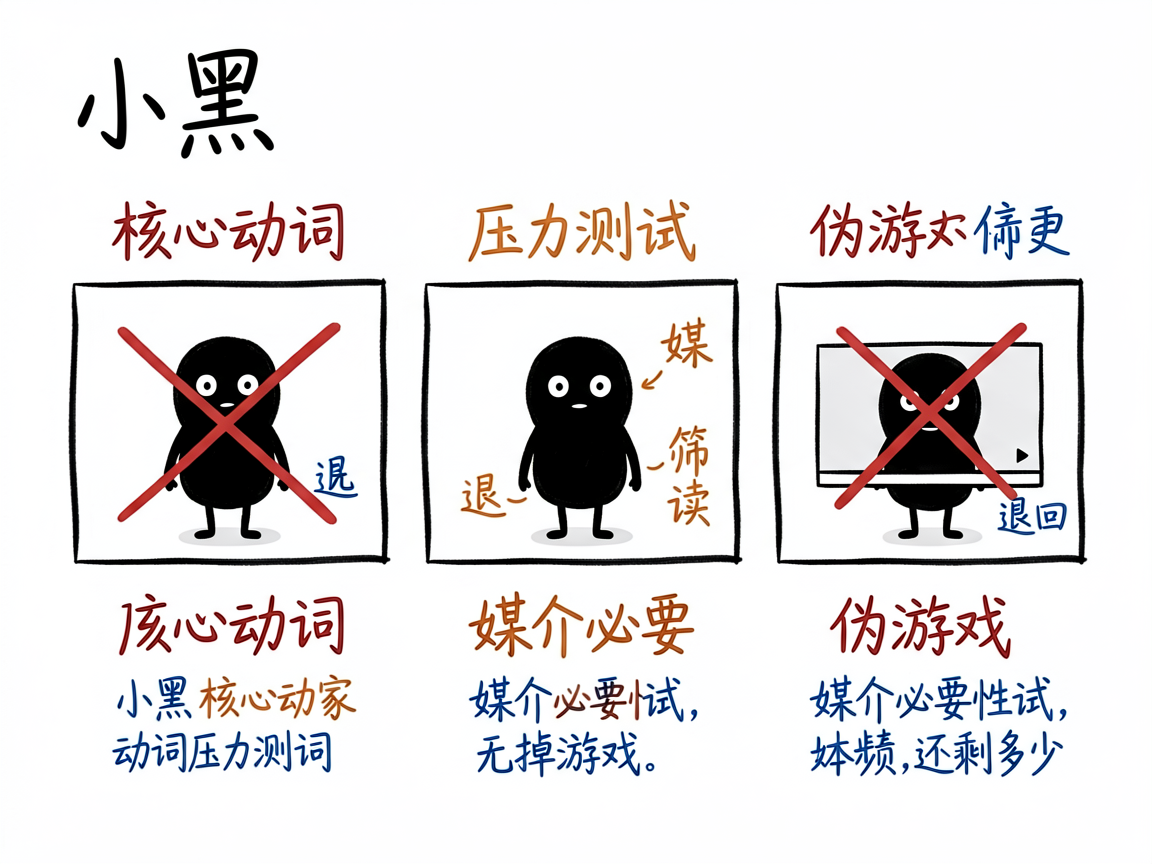 配图:逼出核心动词,压力测试筛掉伪游戏
