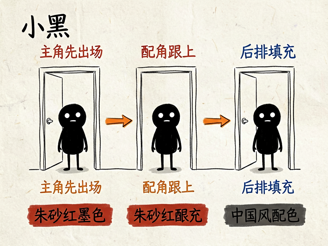 配图：错峰出场，中国风配色有主次