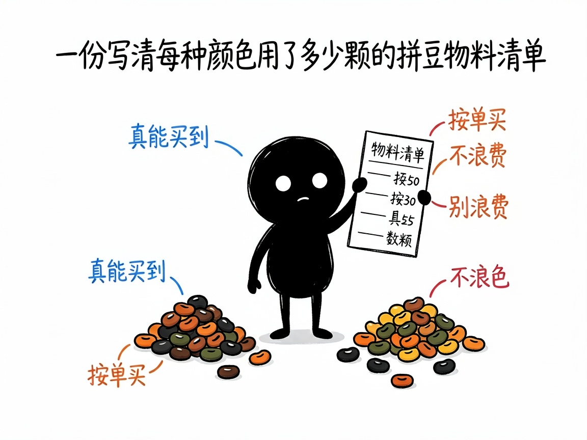 配图:每种颜色用多少颗的物料清单