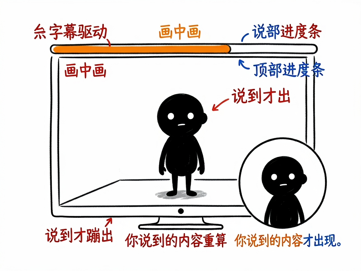 配图:字幕驱动时间线,画中画加进度条